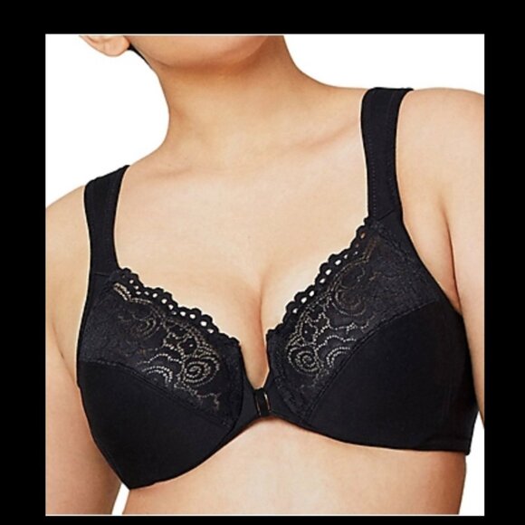 Glamorise Elegance Front Close Wonderwire Bra Black Sz 38H - Picture 2 of 8